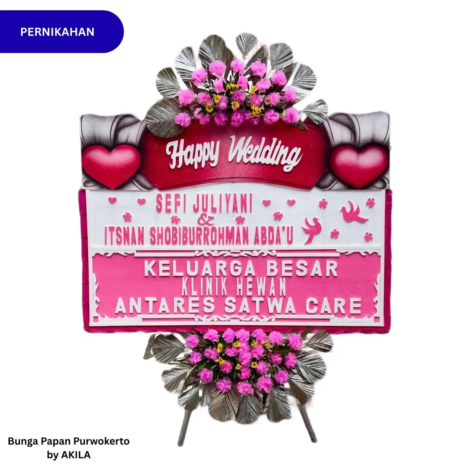 Bunga Papan Pernikahan Pink 2 Jambul Prestige Union love desain bisa kirim ke lokasi resepsi purwokerto