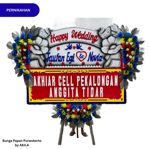 Pesan Bunga Papan Pernikahan True Devotion Merah 3 Jambul untuk acara pernikahan rumah purwokerto