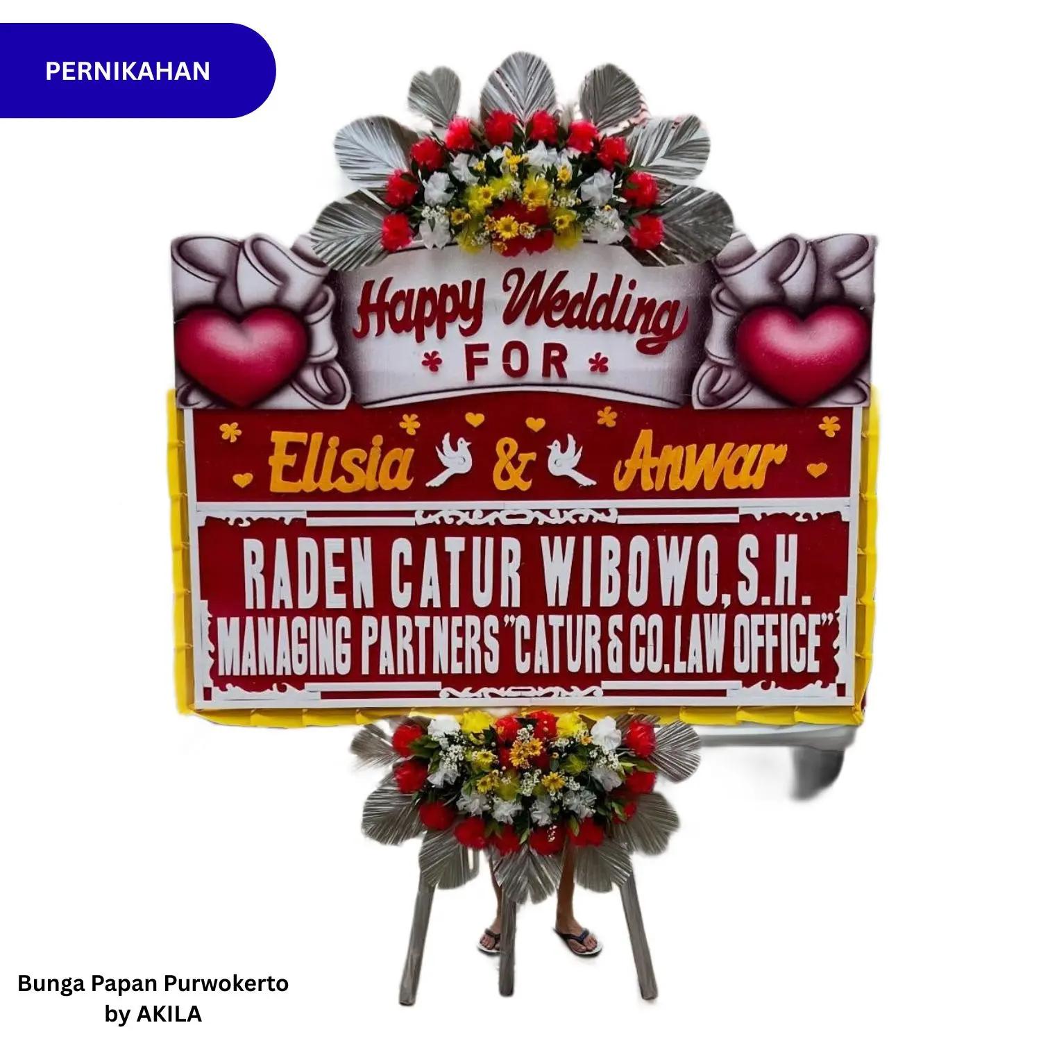 Bunga Papan Pernikahan Eternal Bliss Merah 2 Jambul kirim ke rumah resepsi di Purwokerto